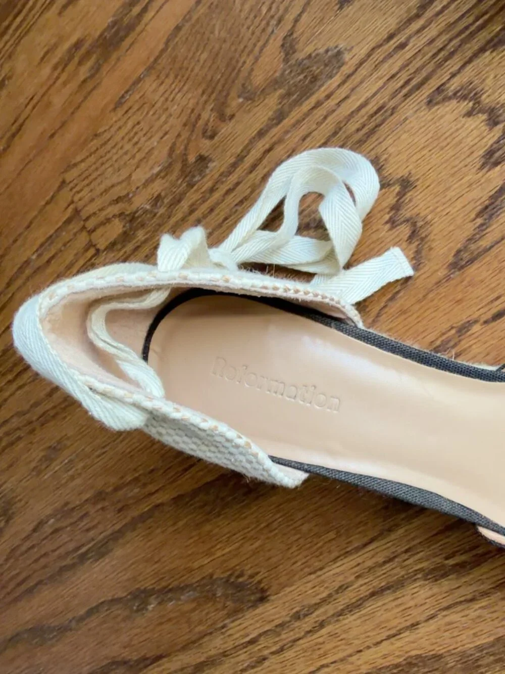 Reformation Camille Black Espadrille Wedge Heels Ankle Tie 8.5